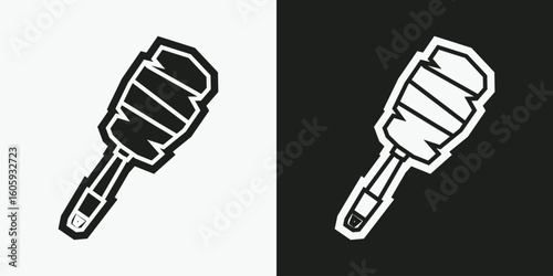 Brush Icon in Black Filled and White Filled Cutout Style