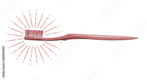 Toothbrush Sparkling in Bright Light, Focused Illustration, Clean Environment, Minimalist Concept