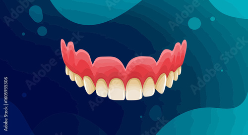 Close-Up Illustration of Vibrant Teeth on a Blue Background for Health Awareness