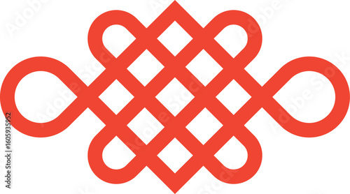 Flat-style Korean decorative knot aka maedeup, symbolizing fortune and unity. Commonly used during Chuseok, Seollal, and traditional holiday decorations.