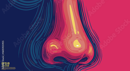Vibrant Nose Illustration in Colorful Environment - Digital Art Conceptualization