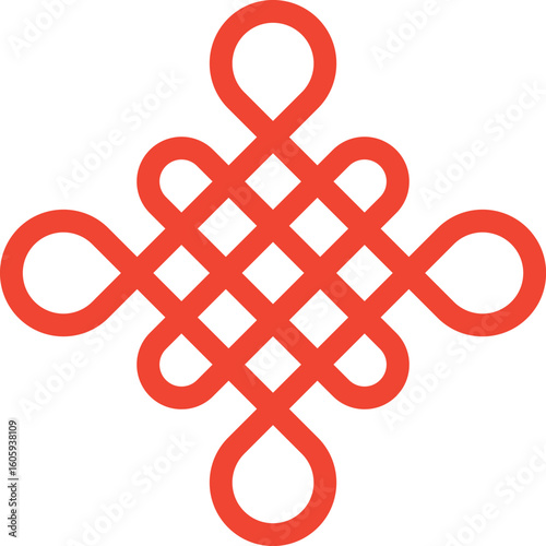 Flat-style Korean decorative knot aka maedeup, symbolizing fortune and unity. Commonly used during Chuseok, Seollal, and traditional holiday decorations.