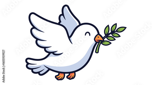Dove with Olive Branch Illustration for Peace Symbol Creative Projects