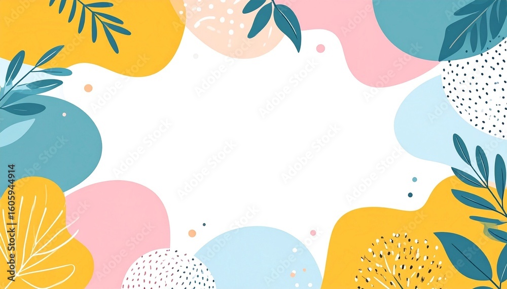 Fototapeta premium Abstract botanical shapes with white space background