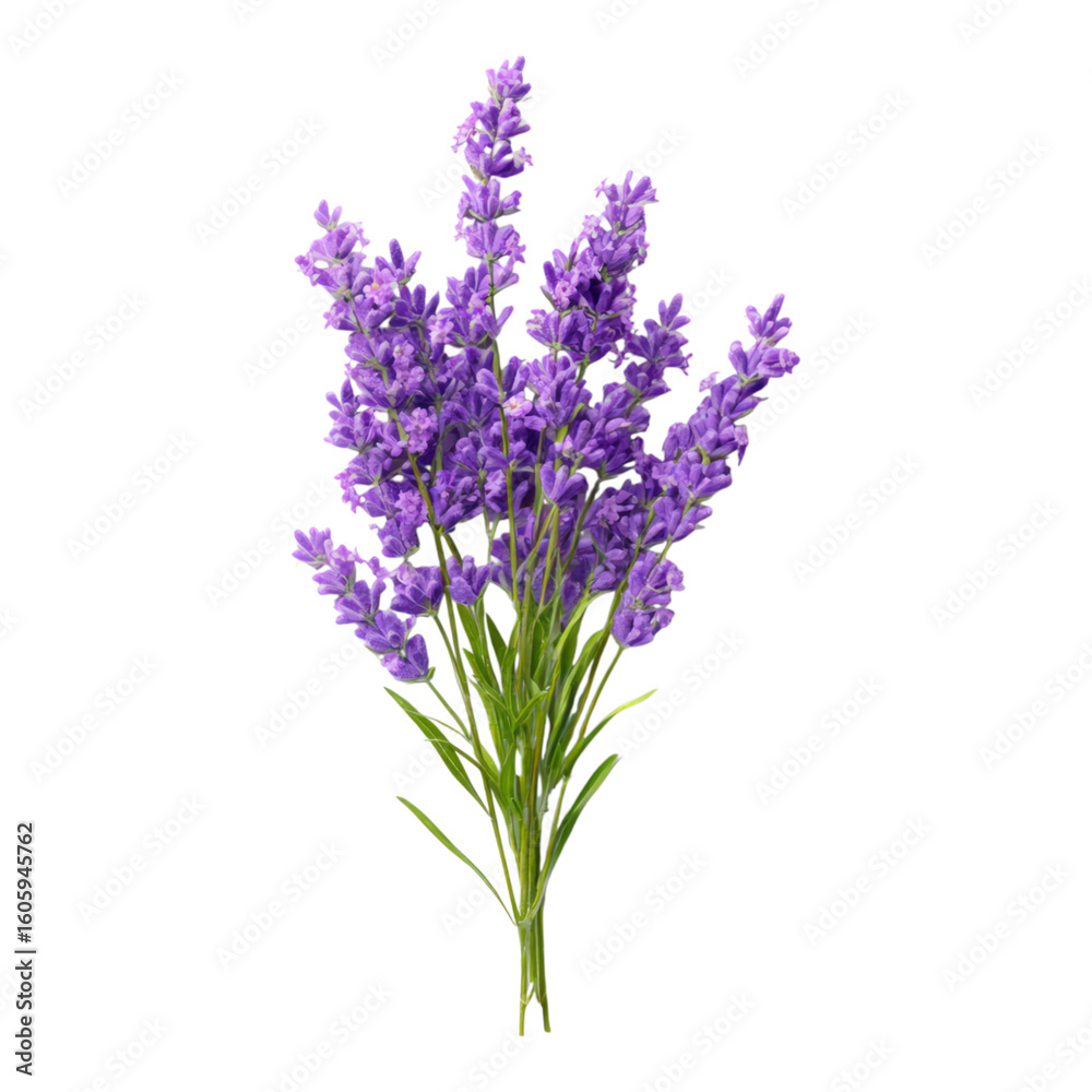 Fototapeta premium Fresh Purple Lavender Blooms on a Transparent Background