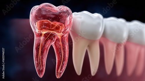Inflamed Tooth With Decay Detailed 3D Medical Illustration