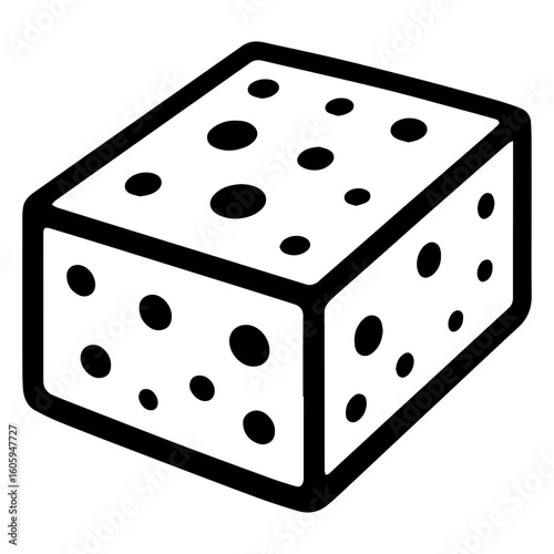 Feta cheese icon with transparent background in black and white style
