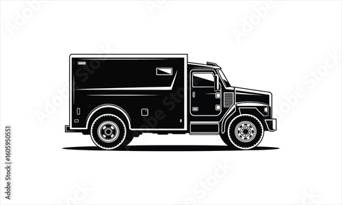 Armored transport vehicle silhouette
