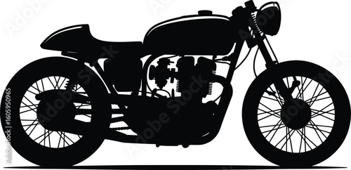 Classic cafe racer motorcycle silhouette design