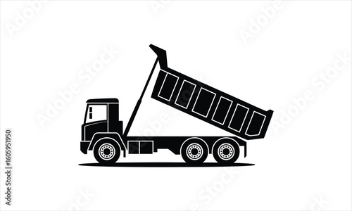 Heavy duty dump truck illustration silhouette