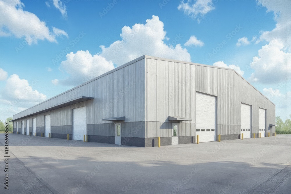 Fototapeta premium Exterior view of a modern industrial building.