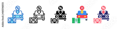 Down Payment Multiple Style Icon Set Collection.  