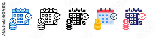 Monthly Payment Multiple Style Icon Set Collection.  