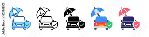 Car Insurance Multiple Style Icon Set Collection.  