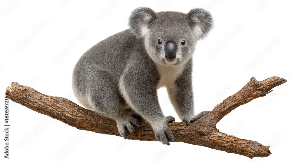 Naklejka premium Isolated koala branch with transparent background natural pose
