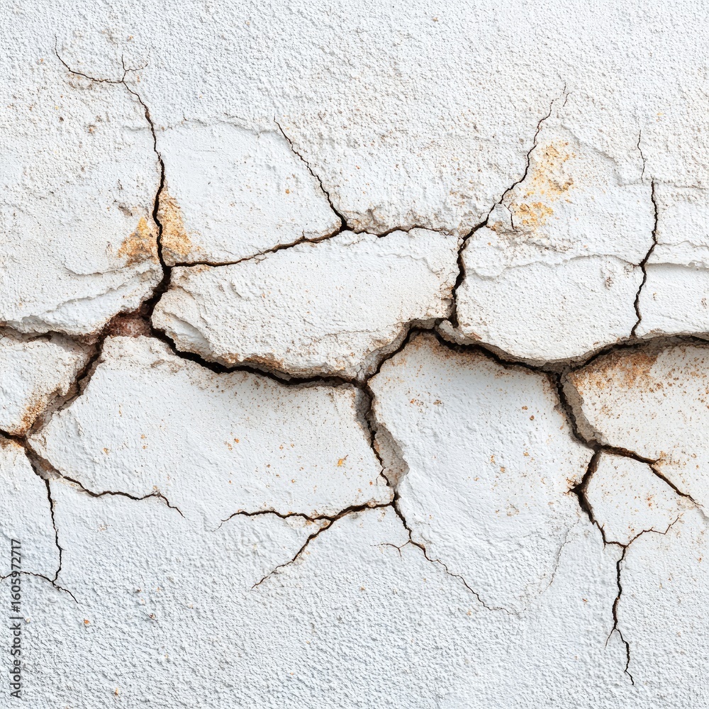 Obraz premium Cracked white stucco wall texture