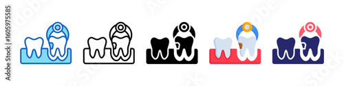 Tooth Extraction Multiple Style Icon Set Collection.  