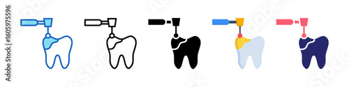 Dental Filling Multiple Style Icon Set Collection.  