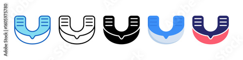 Mouth Guard Multiple Style Icon Set Collection.  