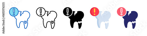 Broken Tooth Multiple Style Icon Set Collection.  