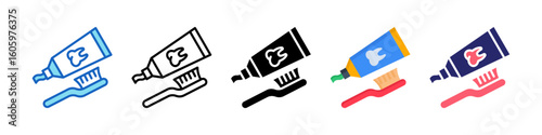 Toothpaste Multiple Style Icon Set Collection.  