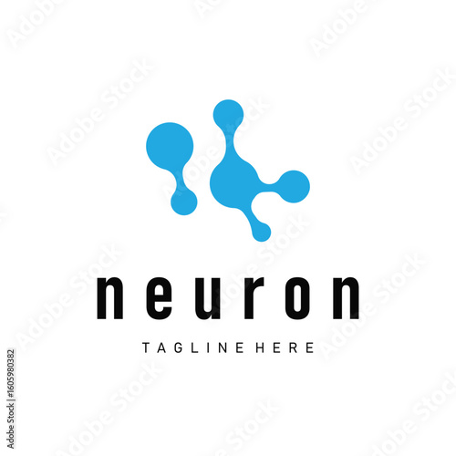 simple molecular concept of neuron logo design which is simple minimalist cell and also simple molecular structure design as silhouette and poster illustration template