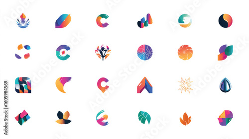Collection of Abstract Colorful Geometric Shapes and Icons.
