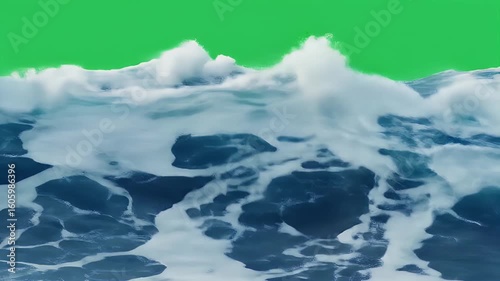 Oceanic Turbulence Animated Stock Footage: A Green Screen Compilation for Visual Effects and Compositing with cresting waves and turbulent waters