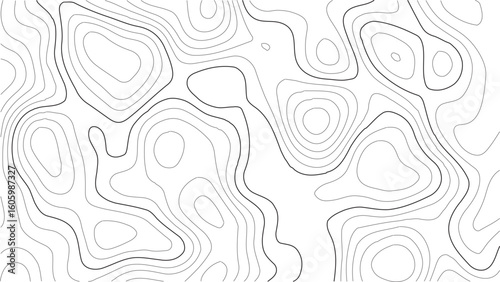 Topography wilderness map background with realistic hand-drawn contours and rustic expedition style, tailored for vector stock projects, hiking maps, geography classes, or retro explorer designs