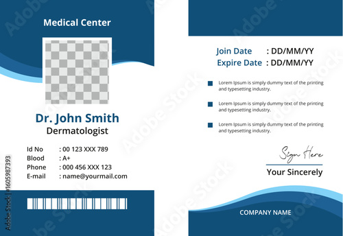 Employee staff official id card design template vector