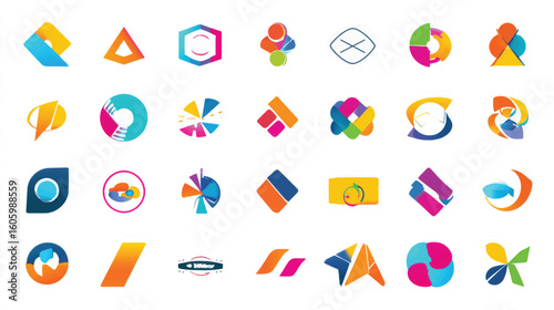 A collection of glossy 3D letters, symbols, and colorful web buttons are set in a vector alphabet design for a business or internet illustration