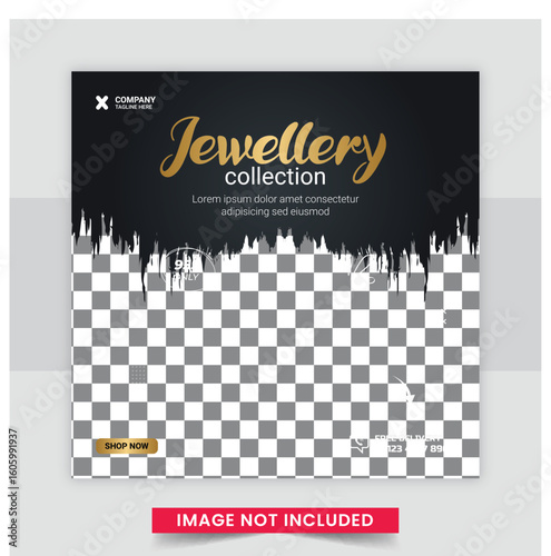 Jewelry social media instagram post banner or square flyer design template