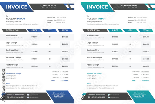 Creative company invoice order form or receipt design