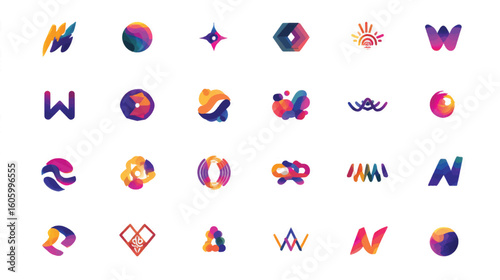 A vibrant set of abstract geometric vector symbols and colorful logo designs