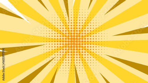 Animated yellow background in pop art and comic style footage