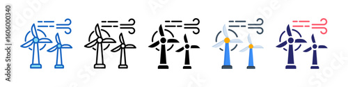 Wind Energy Multiple Style Icon Set Collection.  