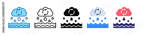 Rainwater Multiple Style Icon Set Collection.  