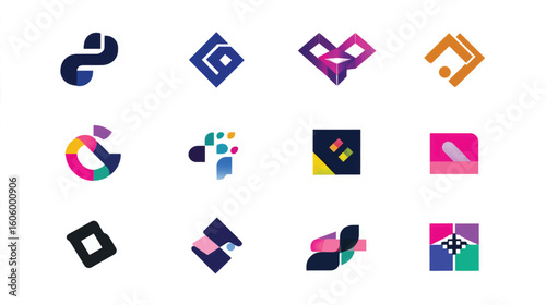 A set of vector icons and abstract logos for business and web design