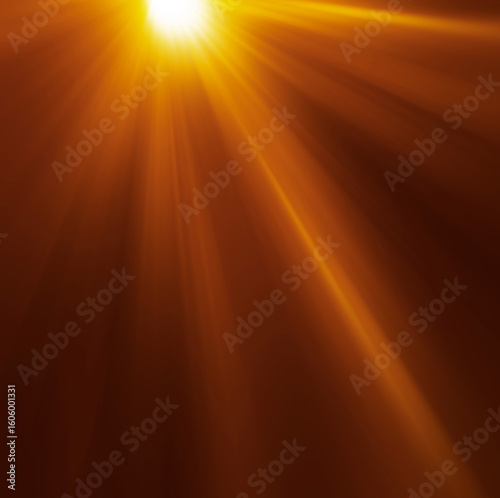 sun shining in yellow golden gold sky lens flare overlay. close up shot. Blue blur natural abstract background, backdrop bright white sun light with bokeh, summer holidays concept