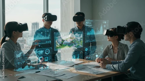 Immersive Collaboration: Business Team Utilizing VR Technology for Strategic Planning and Enhanced