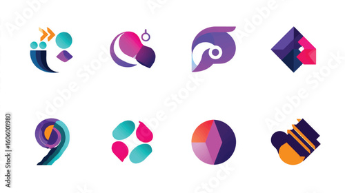 Wallpaper Mural A collection of colorful vector logos with abstract symbols and unique business designs Torontodigital.ca