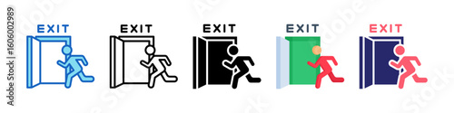 Emergency Exit Multiple Style Icon Set Collection.  