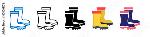 Safety Boots Multiple Style Icon Set Collection.  