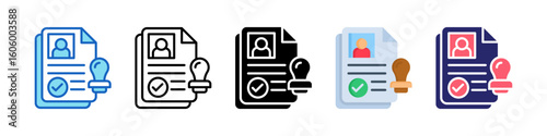 Work Permit Multiple Style Icon Set Collection.  