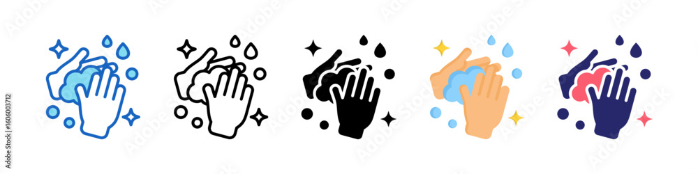 Obraz premium Hand Washing Multiple Style Icon Set Collection. 