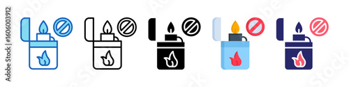 No Fire Multiple Style Icon Set Collection.  