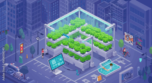 Urban Farming and Smart City Concepts An Isometric View of Sustainable Living