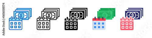 Monthly Payout Multiple Style Icon Set Collection.  