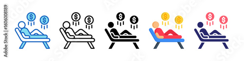 Passive Income Multiple Style Icon Set Collection.  