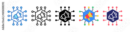 Ad Network Multiple Style Icon Set Collection.  